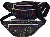 Odblaskowa Geometryczna Nerka Saszetka Biodrówka  R9_Czarny