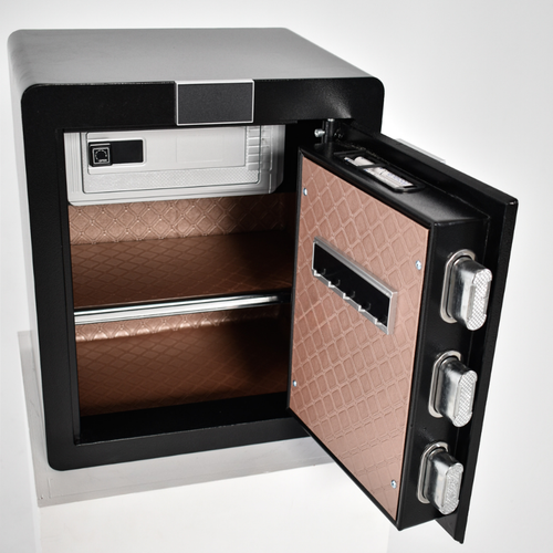 Pancerny Domowy Sejf z Zamkiem Elektronicznym i Kluczem 45x38x32 cm Czarny na Arena.pl