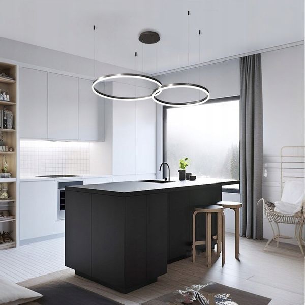 Lampa wisząca 40+60cm pilot okrąg ring żyrandol 52W LED Tuya WiFi SILVA EXT zdjęcie 4