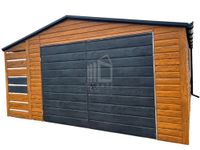 Garaż Blaszany 4x6 + wiata 1x6 Brama dwuskrzydłowa okno rynny  dach  ID711