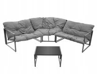 Narożnik ogrodowy Zestaw meble ogrodowe LAZIO Szklany BLAT + Poduszki