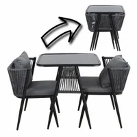 MEBLE OGRODOWE ZESTAW MEBLI OGRODOWYCH TARAS BALKON SZARY POPIEL KORFU