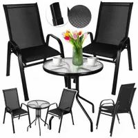 ZESTAW MEBLI OGRODOWYCH NA BALKON WODOODPORNY STOLIK + 2 KRZESŁA CZARNY