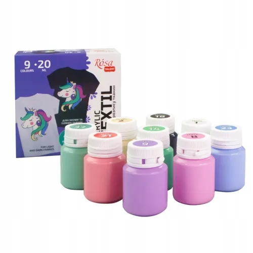 ROSA TALENT FARBY DO TKANIN ZESTAW 9 KOLORÓW 20 ML UNICORN na Arena.pl