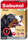 Szara obroża na pchły i kleszcze dla psa | Sabunol GPI 50cm | DZIAŁA 90 DNI