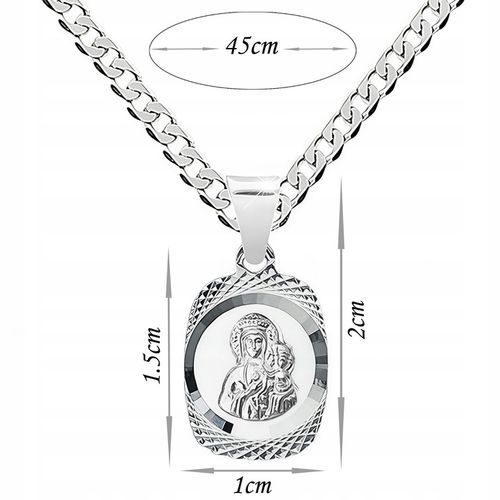 Srebrny łańcuszek 45 cm z medalikiem Matki Boskiej komunia chrzest prezent na Arena.pl