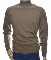 Sweter męski ze stójką z półgolfem półgolf z wełny wełniany 2XL XXL brązowy