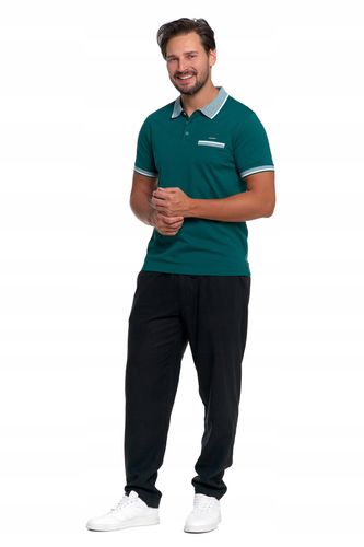 Koszulka Polo Męska Bawełniana Polówka Modna Premium ZIELONY MORAJ - M na Arena.pl