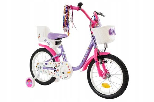 Rower 16" cali dziecięcy dla dziewczynki fotelik, kółka boczne,frędzle,kosz na Arena.pl