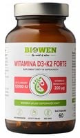 Biowen WITAMINA D3 12000 IU + K2 MK7 60 kaps ODPORNOŚĆ MIĘŚNIE KOŚCI SERCE