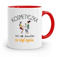 Kubek Czerwony Dla Kosmetyczki To Styl Życia Z Nadrukiem Ze Zdjęciem