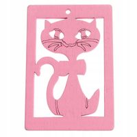 Drewniana zawieszka KOT ażur 35x50mm różowy 1szt.