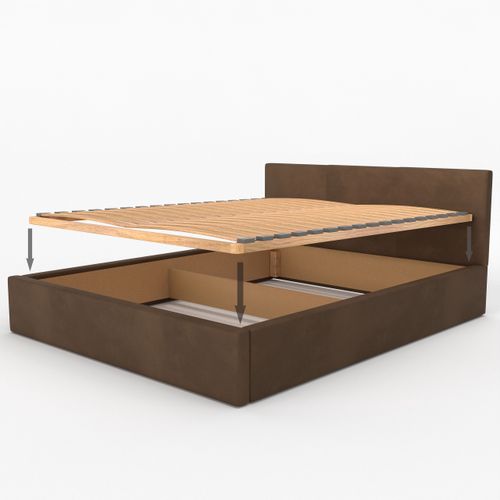 ŁÓŻKO TAPICEROWANE DO SYPIALNI 120x200 ŁÓŻKO PODWÓJNE Z POJEMNIKIEM BRĄZOWE na Arena.pl