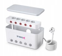 Listwa Zasilająca Organizer Na Przewody 5x AC + 4x USB Ineox LZO-1W - Biały
