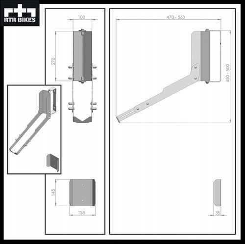 Stojak na rower Wieszak ścienny obrotowy Uchwyt RTR BIKES KRANKED TWIST na Arena.pl