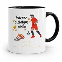 Kubek Czarny Prezent Dla Piłkarza O Złotym Sercu Z Nadrukiem Ze Zdjęciem