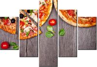 70 100CM OBRAZ 5 ELEM PIZZA DRUK PŁÓTNO