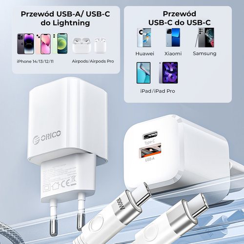 Orico Ładowarka GaN 35W USB-A + USB-C na Arena.pl