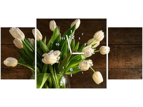 80X40CM ZEGAR ZEGAR ŚCIENNY BUKIET JASNYCH TULIPANÓW KWIATY OBRAZ na Arena.pl