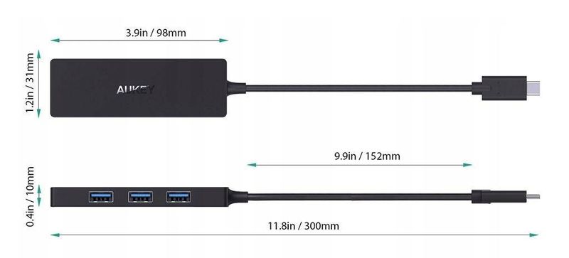 Hub Aukey USB CB-C64 Czarny zdjęcie 3
