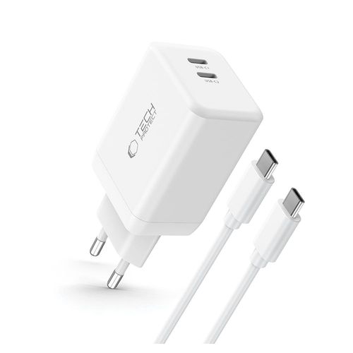 tech-protect nc45w-gan 2-port network charger pd45w + type-c cable white na Arena.pl