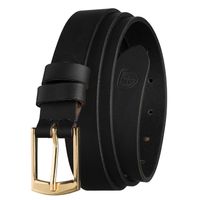 skórzany pasek damski w czarnym kolorze ze złotą, klasyczną klamrą