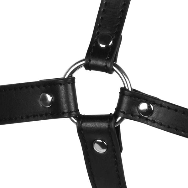 Head Harness With Solid Ball Gag - Black zdjęcie 9