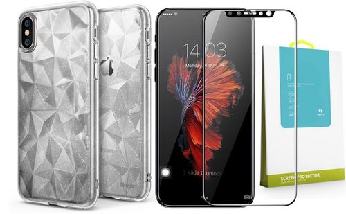 ETUI RINGKE GLITTER IPHONE X + SZKŁO FULL 3D BENKS na Arena.pl