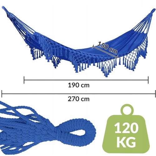 HAMAK OGRODOWY TURYSTYCZNY BOHO HUŚTAWKA MOCNY 150x190 120kg + LINKI TORBA na Arena.pl