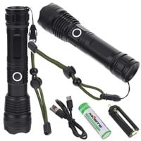 mocna latarka taktyczna led akumulatorowa zoom survivalowa na prezent