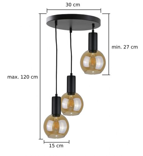 Lampa wisząca 3xE27 JANTAR BLACK na Arena.pl