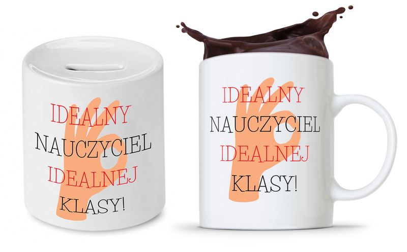 Zestaw Na Dzień Nauczyciela Kubek + Skarbonka Z Nadrukiem Ze Zdjęciem zdjęcie 1