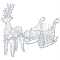 RENIFER Z SANIAMI ŚWIECĄCY DUŻY 312LED OZDOBA Z GŁOWĄ SANIAMI DEKORACJA XXL