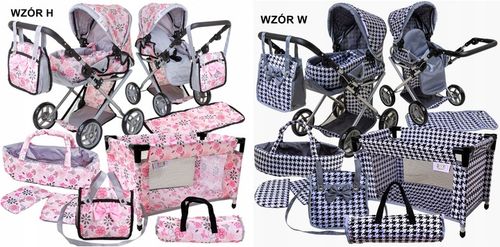 Wózek dla lalek 3w1 ZESTAW XXL -NOSIDŁO ŁÓŻECZKO POŚCIEL TORBA PRZEWIJAK na Arena.pl