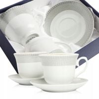 ZESTAW FILIŻANEK Z TALERZYKAMI NA PREZENT 250 ML PORCELANA DO KAWY HERBATY
