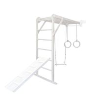 Drabinka gimnastyczna biała MINI PLUS zjeżdżalnia kółka siedzisko 150 cm