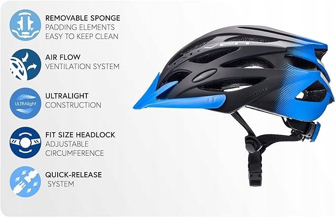 Kask rowerowy niebiesko czarny zdjęcie 3