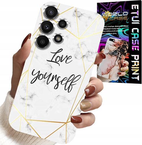 ETUI DO SAMSUNG GALAXY A32 5G - BIAŁY MARMUREK W ZŁOTE RAMKI LOVE YOU na Arena.pl