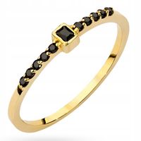 ZŁOTY PIERŚCIONEK 333 z CZARNYMI CYRKONIAMI r.17