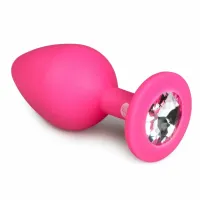 easytoys diamond plug medium rożowy silikonowy z kryształkiem
