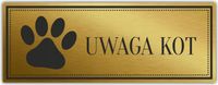 Tabliczka informacyjna GRAWER Złota UWAGA KOT piktogram