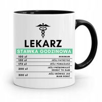 Kubek Czarny Dla Doktora Lekarz Stawka Godzinowa Z Nadrukiem Ze Zdjęciem