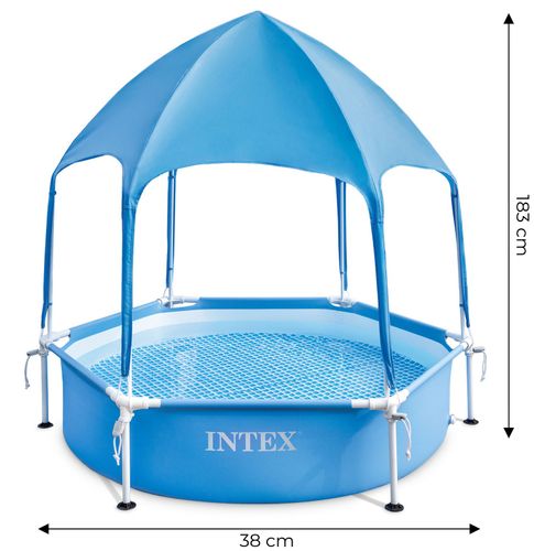 Basen stelażowy okrągły brodzik z daszkiem dla dzieci 183x38 cm INTEX 28209 na Arena.pl