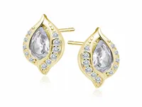 KLASYCZNE POZŁACANE SREBRNE KOLCZYKI WKRĘTKI ŁEZKI KORPLE BIAŁE CYRKONIE