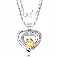 Srebrny Łańcuszek 925 z Medalikiem Sercem Matka Boska na Komunię Chrzest