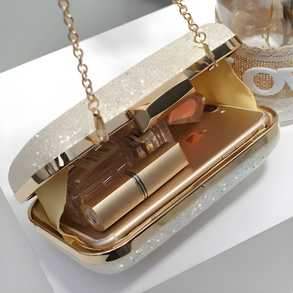 Srebrna torebka wieczorowa wizytowa brokatowa zdjęcie 2