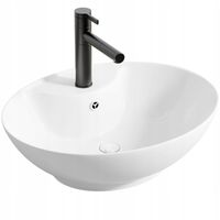 UMYWALKA NABLATOWA OWAL CERAMICZNA BIAŁA STAWIANA POŁYSK Z OTWOREM PRZELEW