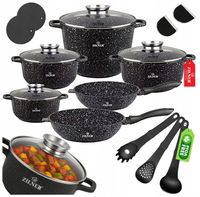 KOMPLET GARNKÓW MARMURKOWYCH INDUKCJA GAZ KOMPLET GARNEK 10L PATELNIA