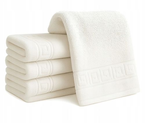 RĘCZNIK KĄPIELOWY BAWEŁNIANY FROTTE HOTELOWY WZÓR GRECKI BIAŁY 70x140 na Arena.pl