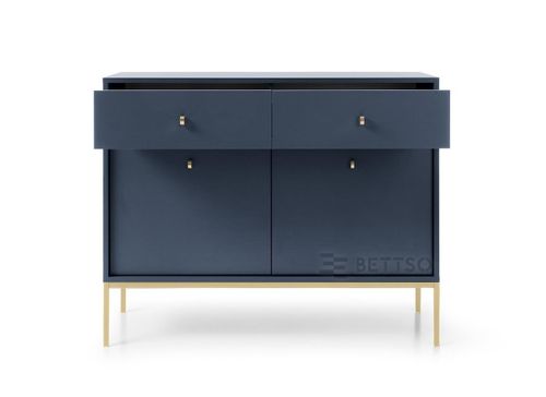 Granatowa komoda 2-drzwiowa z szufladami MOLLY złoty stelaż na Arena.pl
